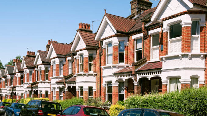 Row of Typical English Terraced Houses at London.